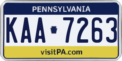PA license plate KAA7263