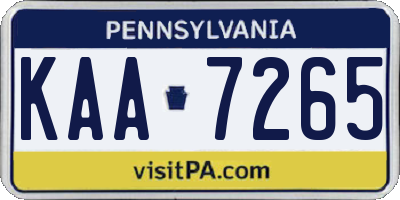 PA license plate KAA7265
