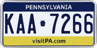 PA license plate KAA7266