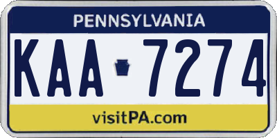 PA license plate KAA7274
