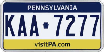 PA license plate KAA7277