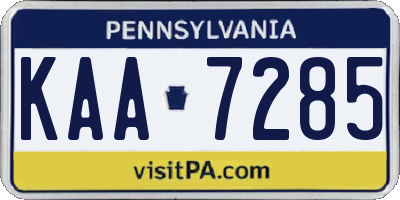 PA license plate KAA7285