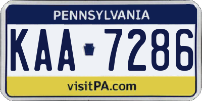 PA license plate KAA7286