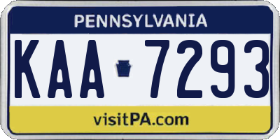 PA license plate KAA7293