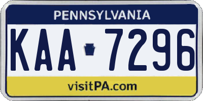 PA license plate KAA7296