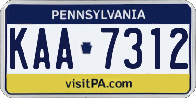 PA license plate KAA7312
