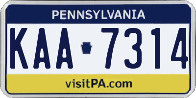 PA license plate KAA7314