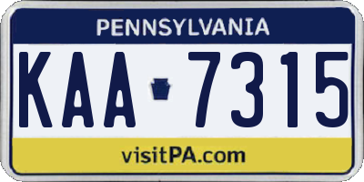 PA license plate KAA7315