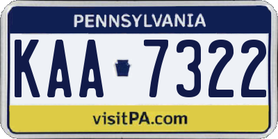 PA license plate KAA7322