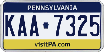 PA license plate KAA7325