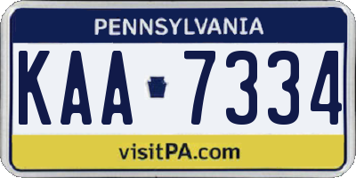 PA license plate KAA7334
