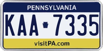 PA license plate KAA7335