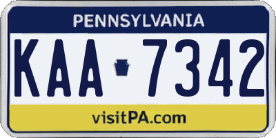 PA license plate KAA7342