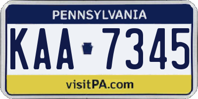 PA license plate KAA7345