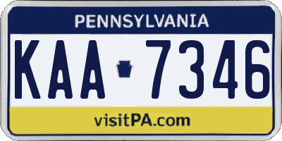 PA license plate KAA7346