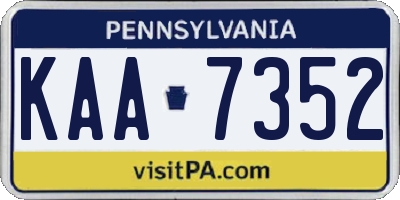 PA license plate KAA7352