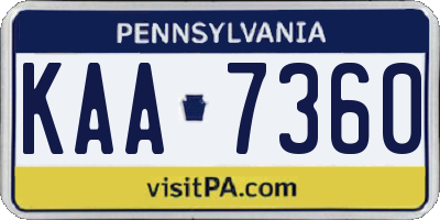 PA license plate KAA7360