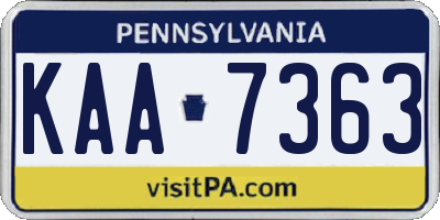 PA license plate KAA7363