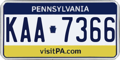 PA license plate KAA7366
