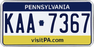 PA license plate KAA7367