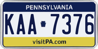 PA license plate KAA7376