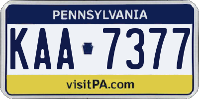 PA license plate KAA7377