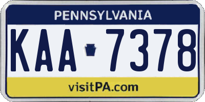 PA license plate KAA7378