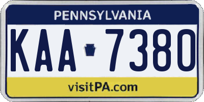 PA license plate KAA7380