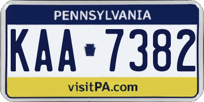 PA license plate KAA7382