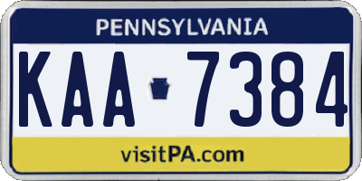 PA license plate KAA7384