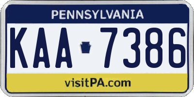 PA license plate KAA7386
