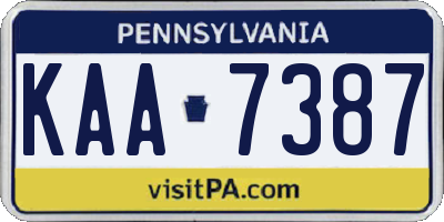PA license plate KAA7387