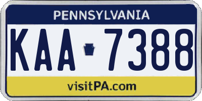 PA license plate KAA7388
