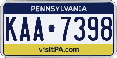 PA license plate KAA7398