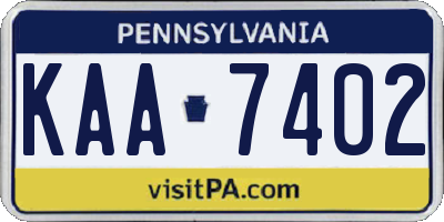 PA license plate KAA7402