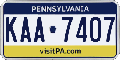 PA license plate KAA7407