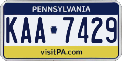 PA license plate KAA7429