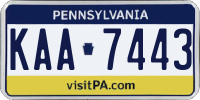 PA license plate KAA7443
