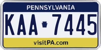 PA license plate KAA7445
