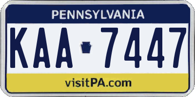 PA license plate KAA7447