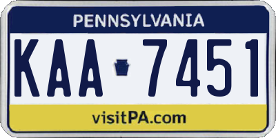 PA license plate KAA7451