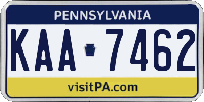 PA license plate KAA7462