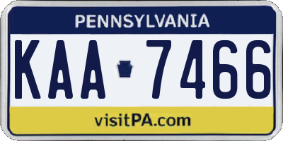 PA license plate KAA7466