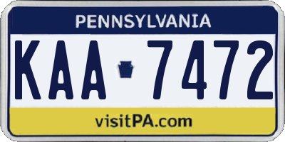 PA license plate KAA7472