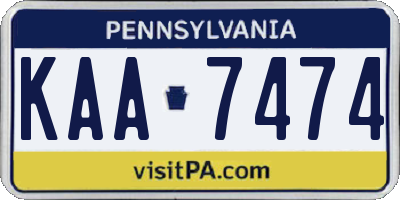 PA license plate KAA7474