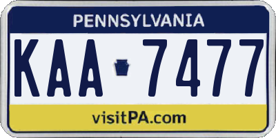 PA license plate KAA7477