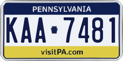 PA license plate KAA7481