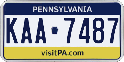 PA license plate KAA7487