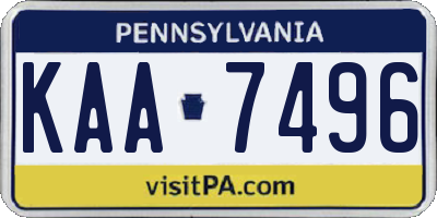 PA license plate KAA7496