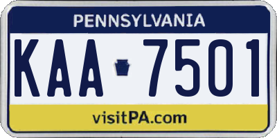 PA license plate KAA7501